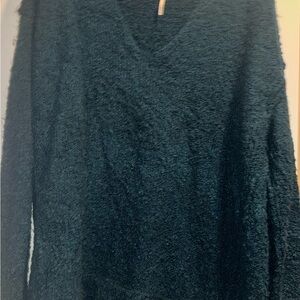 Cozy Teal V-Neck Sweater